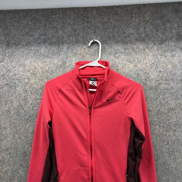 Nike Sweater Women XS Pink Full Zip Athletic Fit Training Dri Fit Track Jacket - Picture 2 of 14